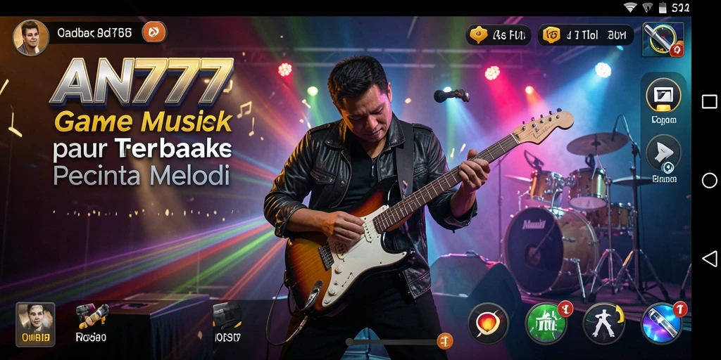 Tampilan gameplay AN777 menampilkan interaksi seru dengan musik.