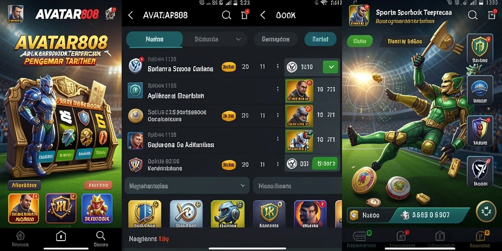 Tampilan antarmuka AVATAR808 dengan fitur taruhan olahraga.