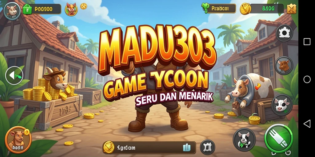 Screenshot utama game MADU303 menampilkan suasana seru dalam menjalankan bisnis Tycoon.